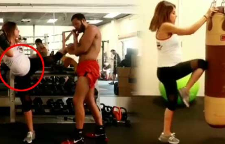 Doğuma günler kala ringe çıktı!