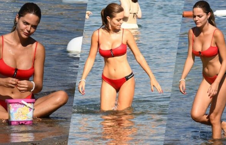 Hayranıyla yüzdü! Hilal Altınbilek Bodrum'da...