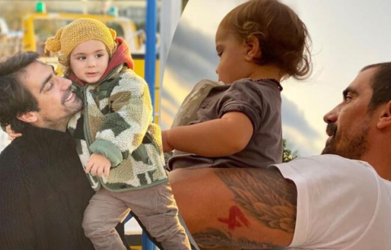 İbrahim Çelikkol'dan oğlu Ali ile kar pozu