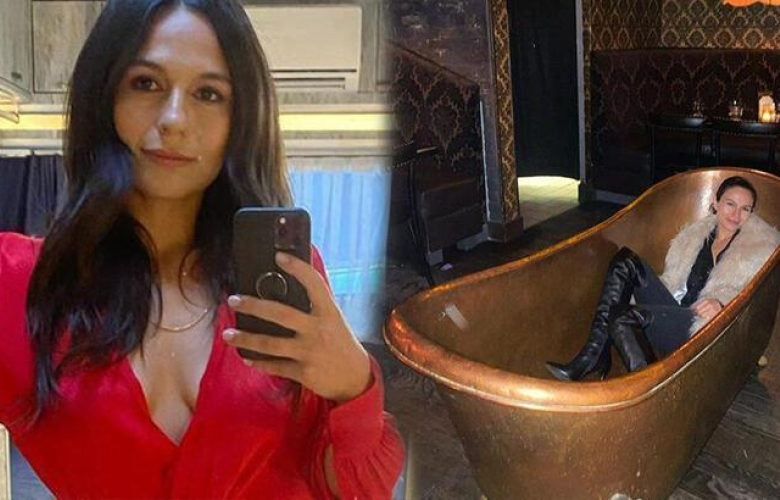 Selin Yeninci küvetin içinde poz verdi