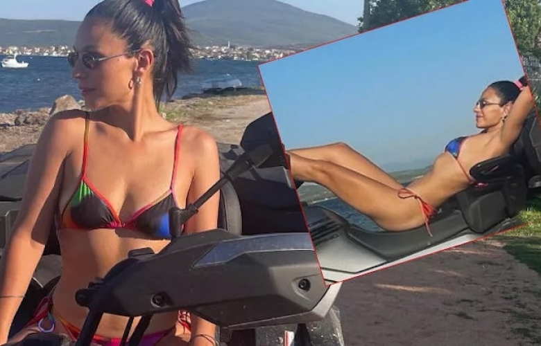 Selin Yeninci'den ATV üzerinde bikinili poz