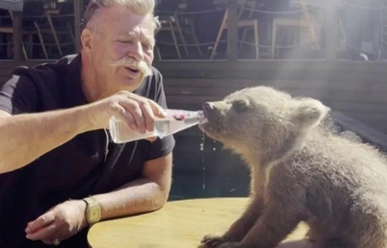 Nuri Alço'dan yavru ayıya gazoz!