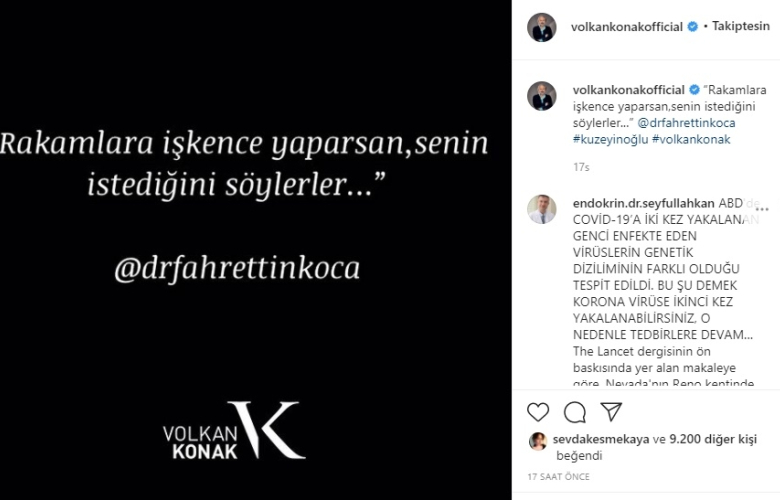 Volkan Konak'tan Sağlık Bakanı Fahrettin Koca'ya "Rakamlara işkence yapma!"