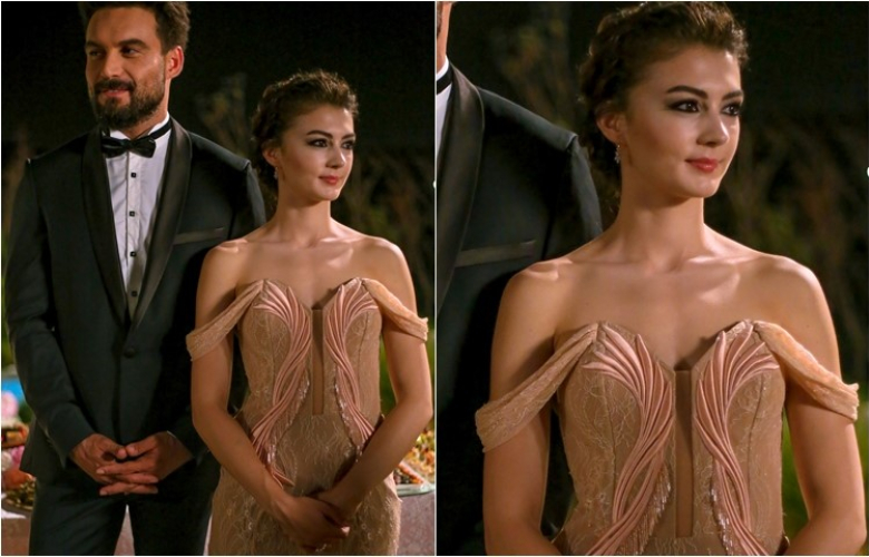 İşte dün gece Şahane Damat'ta çok konuşulan Burcu Özberk'in nişan elbisesi.